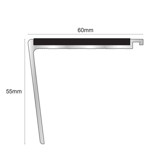 Commercial Stair Nosing 60mm x 55mm Non Slip PVC Insert Stair Nosing Edge Protection