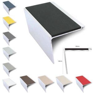 Commercial Stair Nosing 60mm x 55mm Non Slip PVC Insert Stair Nosing Edge Protection