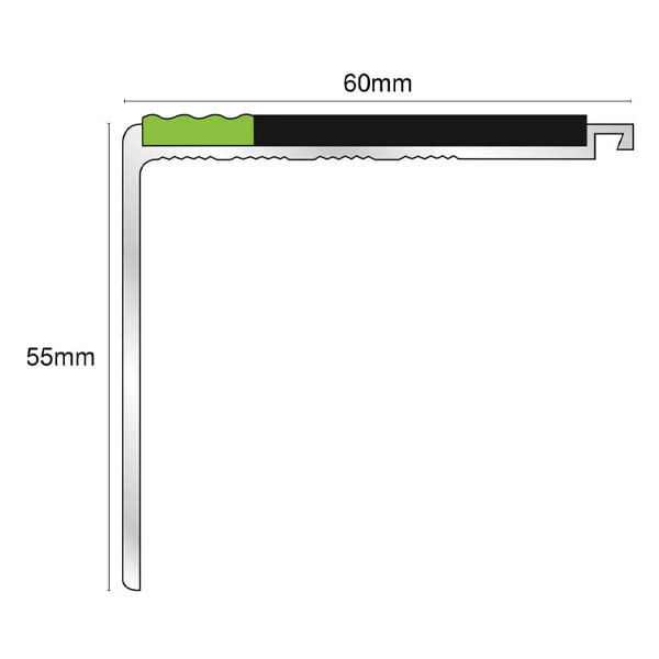 Commercial Stair Nosing 60mm x 55mm With PVC Insert step edge protection Tredsafe