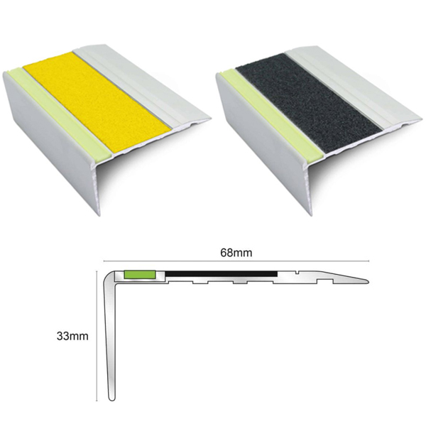 Commercial Stair Nosing 68mm x 33mm Non Slip Silicone Carbide Insert step edge protection