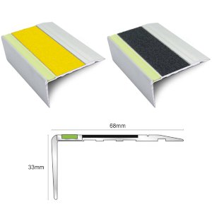 Commercial Stair Nosing 68mm x 33mm Non Slip Silicone Carbide Insert step edge protection