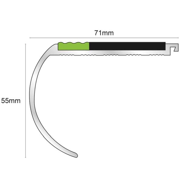 Commercial Stair Nosing 71mm x 55mm With PVC Insert step edge protection Tredsafe