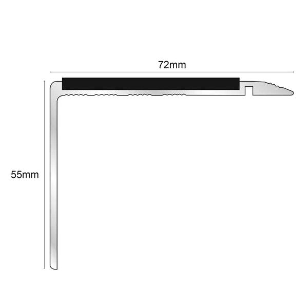 Commercial Stair Nosing 72mm x 55mm With PVC Insert Non Slip Stair Edge Trim