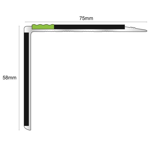 Commercial Stair Nosing 75 x 58mm Edge Trim With Pvc Insert Non Slip