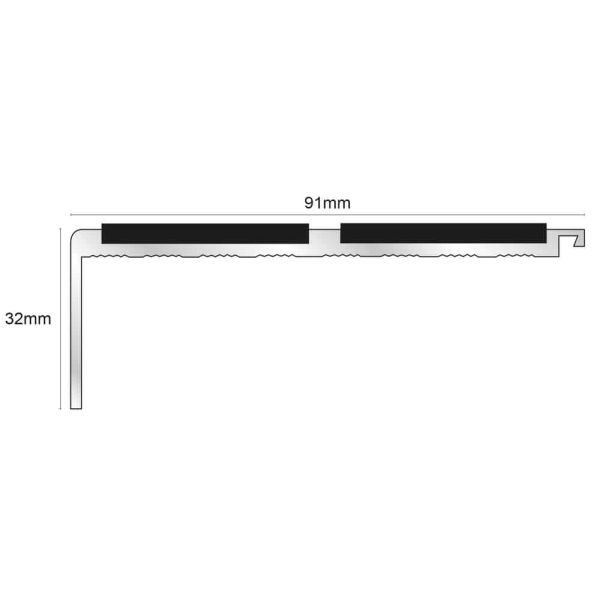 Commercial Stair Nosing 91mm x 32 mm Non Slip PVC Insert Stair Nosing Edge Trim