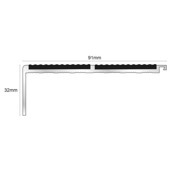 Commercial Stair Nosing 91mm x 32 mm Non Slip PVC Insert Tredsafe