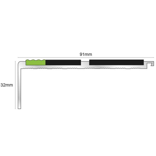 Commercial Stair Nosing 91mm x 32mm With PVC Insert step edge protection Tredsafe