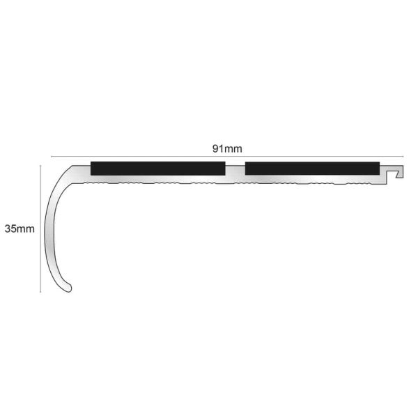 Commercial Stair Nosing 91mm x 35mm Non Slip PVC Insert Bullnose Stair Nosing Edge