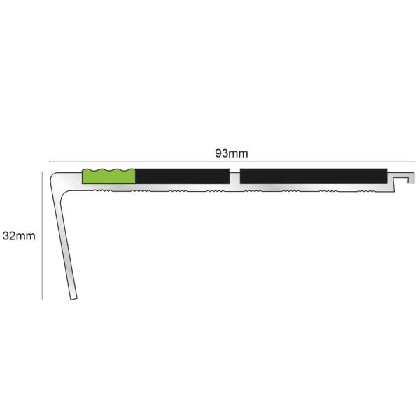 Commercial Stair Nosing 93mm x 32mm With PVC Insert step edge protection Tredsafe