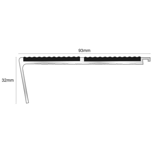 Commercial Stair Nosing 93mm x 32mm With PVC Insert Tredsafe