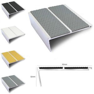 Commercial Stair Nosing 93mm x 32mm With PVC Insert Tredsafe