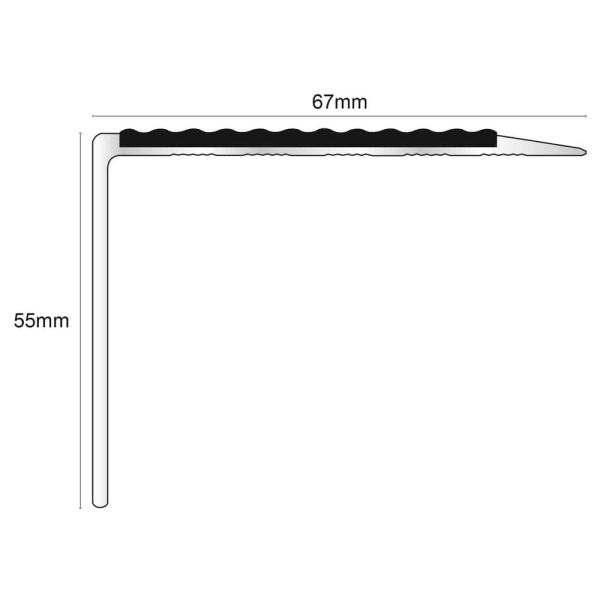 Commercial Stair Nosing Anti Slip Edge Trim With Pvc Insert Aluminium 67 x 55mm