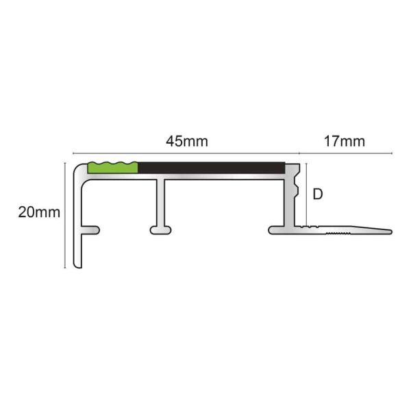 Commercial Stair Nosing For 10mm Flooring Non Slip Tredsafe Slimline Stair Nosing