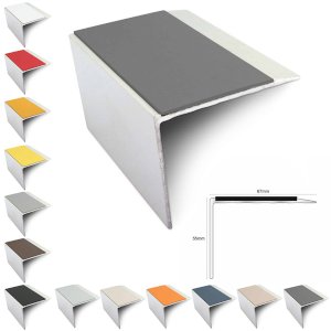 DDA Compliant Aluminium Anti Slip Stair Nosing Edge Trim With Pvc Insert 67 x 55mm 