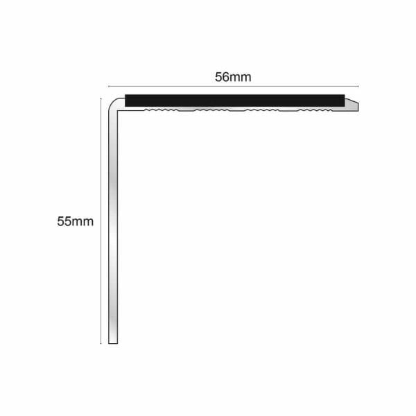 DDA Compliant Aluminium Non Slip Commercial Stair Nosing Edge Trim With Pvc Insert 56 x 55mm