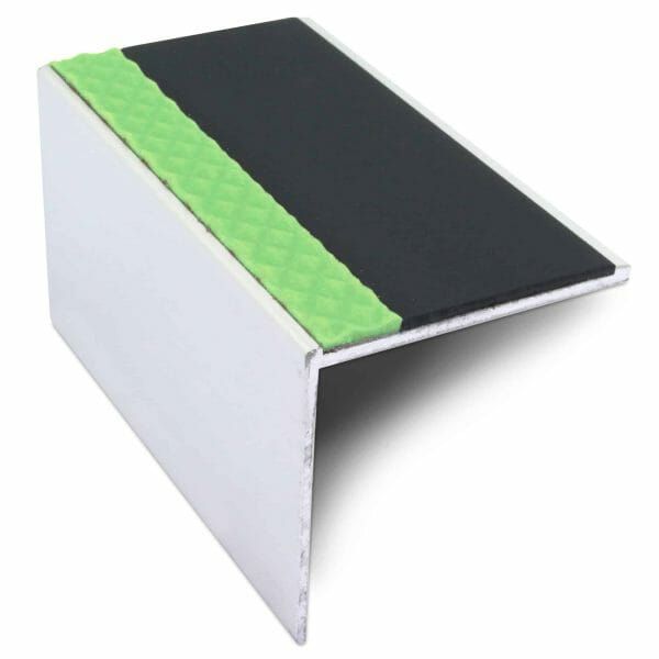 DDA Compliant Aluminium Non Slip Stair Nosing Edge Trim With Pvc Insert 56 x 55mm