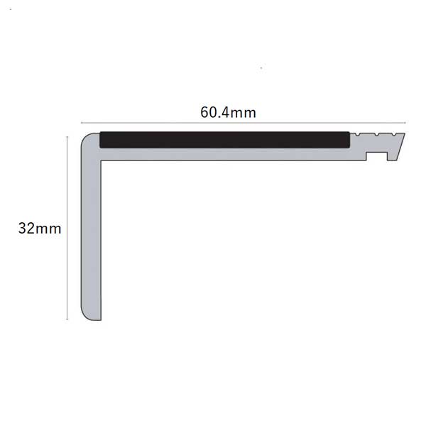 Non Slip Heavy Duty Hard Nose 60.4mm x 32mm PVC Stair Nosing