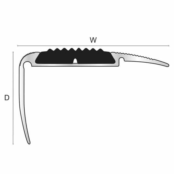 Non Slip Aluminium Stair Nosing With Black Rubber Insert