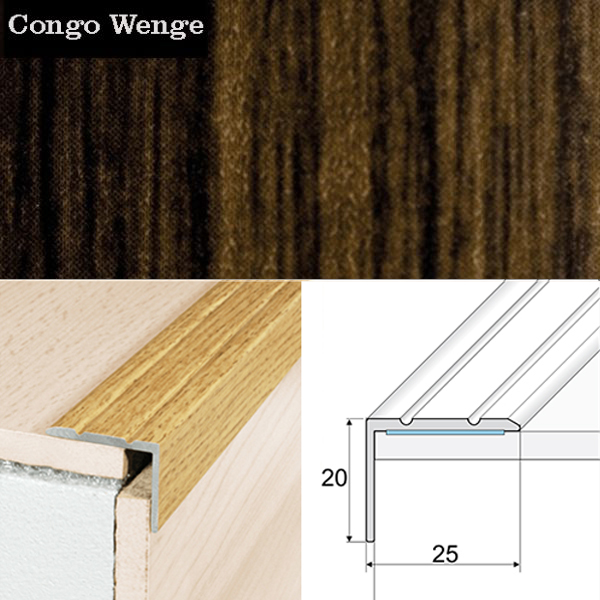 Non Slip Aluminium Wood Effect Stair Nosing Edge Trim Self Adhesive