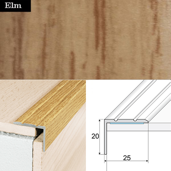 Non Slip Aluminium Wood Effect Stair Nosing Edge Trim Self Adhesive