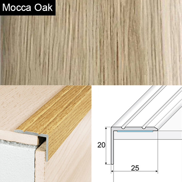 Non Slip Aluminium Wood Effect Stair Nosing Edge Trim Self Adhesive