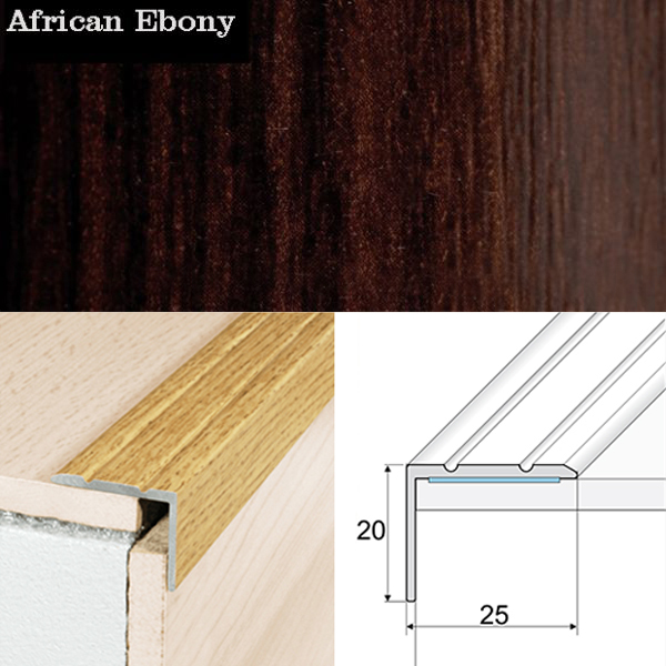 Non Slip Aluminium Wood Effect Stair Nosing Edge Trim Self Adhesive