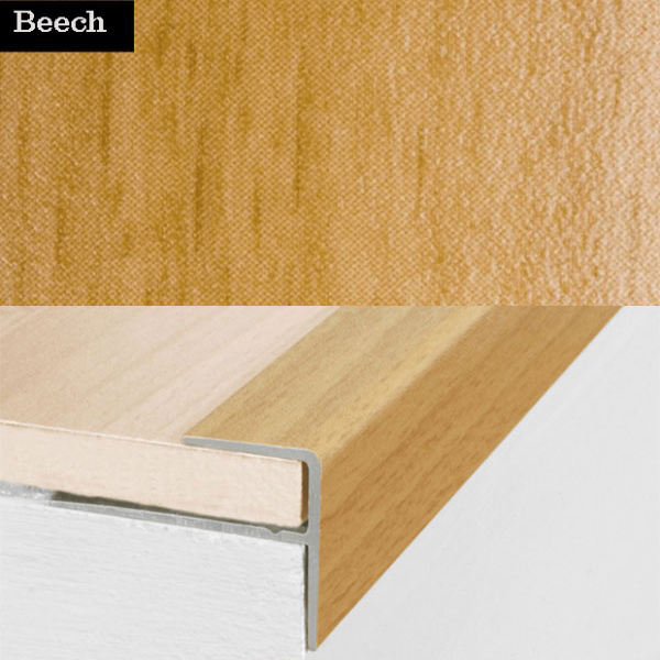 Push-In Aluminium Wood Effect Stair Nosing Edge Trim 15 x 22mm 