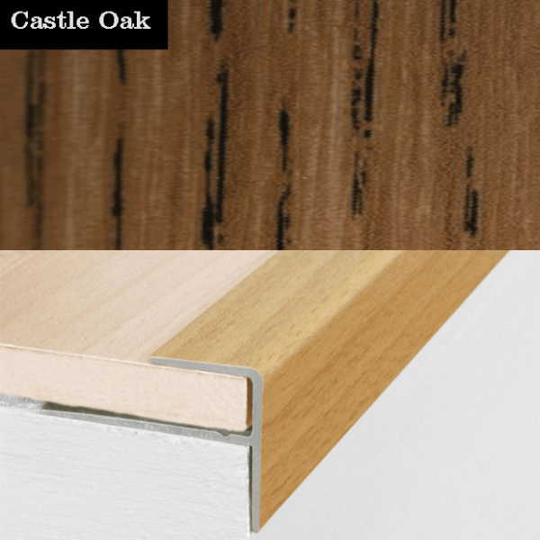 Push-In Aluminium Wood Effect Stair Nosing Edge Trim 15 x 22mm 