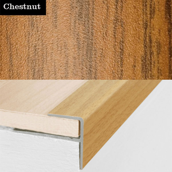 Push-In Aluminium Wood Effect Stair Nosing Edge Trim 15 x 22mm 