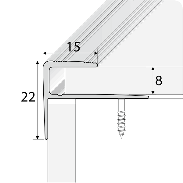 Push-In Aluminium Wood Effect Stair Nosing Edge Trim 15 x 22mm 