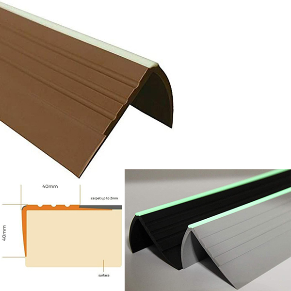 PVC Bullnose Stair Nosing Anti Slip Rubber Angle Step Edge