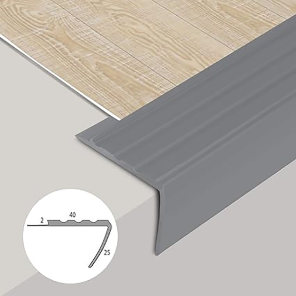 PVC Stair Nosing Profile in L Shape Elegant Stair Protection For Laminate, Parquet, Tiles or Carpet