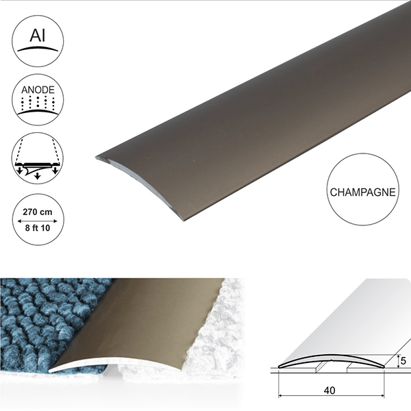 Self Adhesive Aluminium Door Thresholds For Connecting Wooden Or Carpet Floors