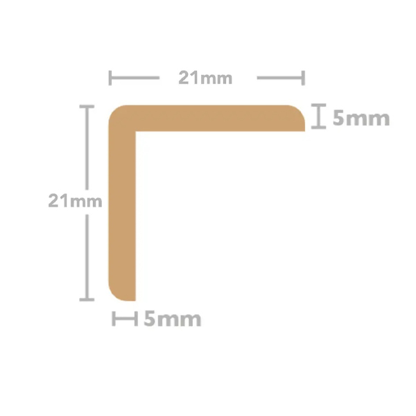  21mm x 21mm Solid Oak Corner Moulding Beading Profile Trim For Stairs