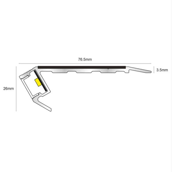 Stair Nosing Vision Light Down Tredsafe Non Slip 76.5 x 26mm 