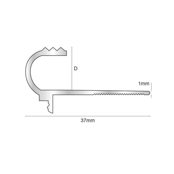 Tile-In Bullnose 10 and 12mm Matt Silver