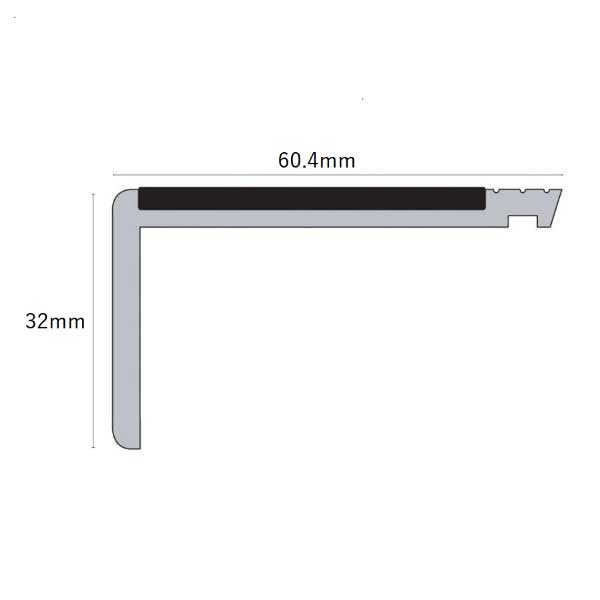 Tredsafe Non Slip Heavy Duty Hard Node PVC Stair Nosing 60.4 x 32mm